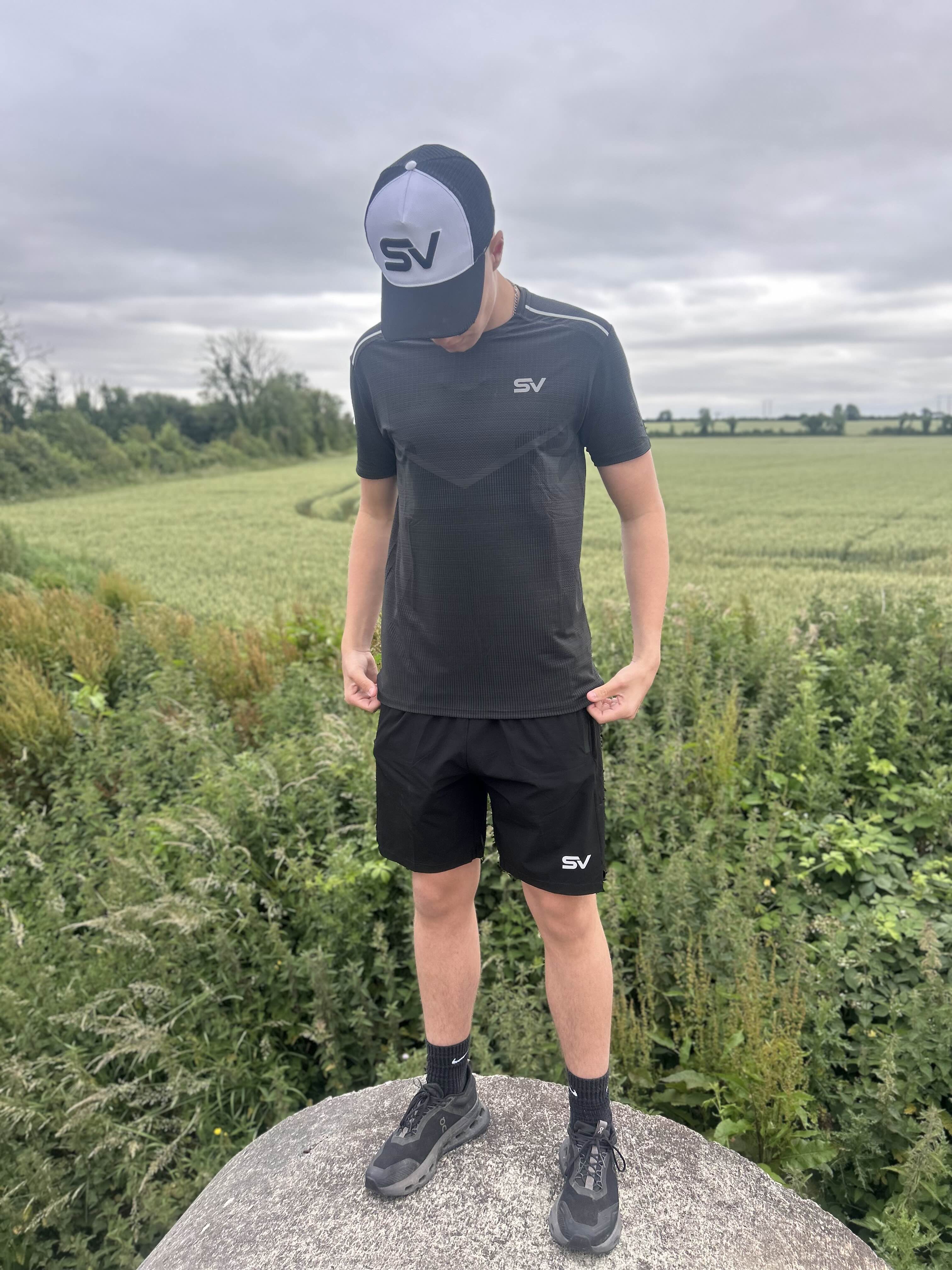 SV Original Black and Reflective Activewear Top