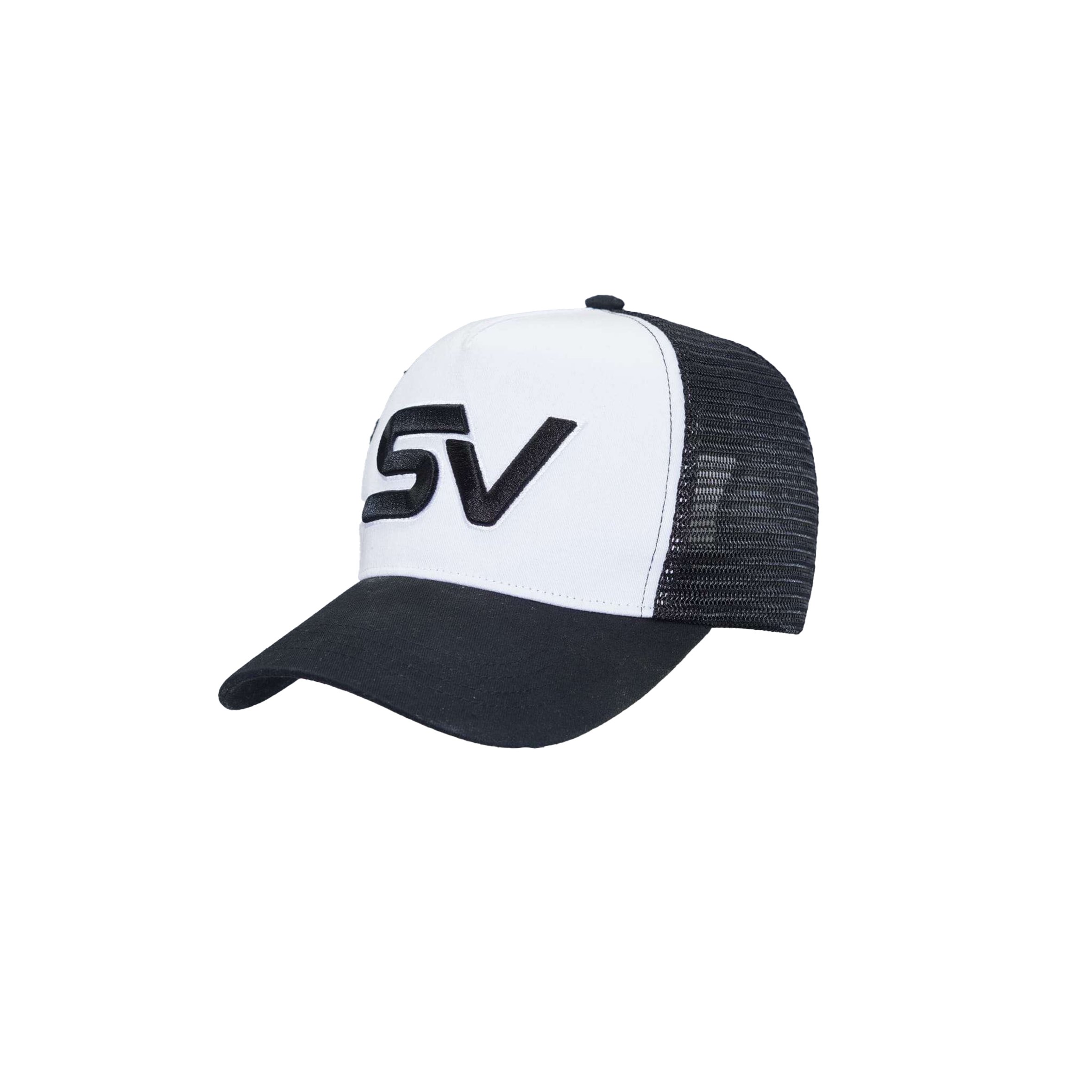 Black & White Original SV Logo Trucker Cap